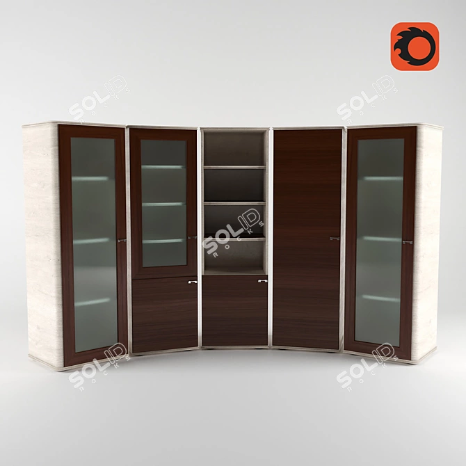 Contemporary Office Cabinet Set 3D model image 1