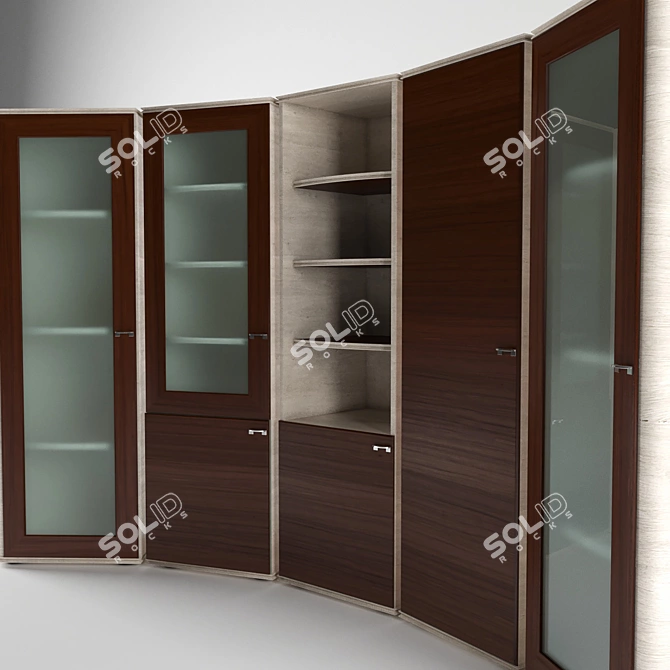 Contemporary Office Cabinet Set 3D model image 2