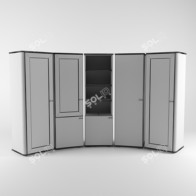 Contemporary Office Cabinet Set 3D model image 3