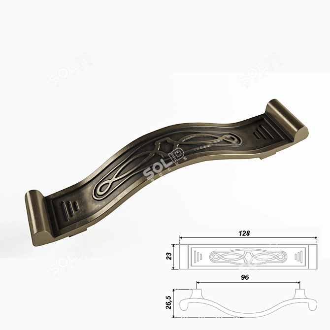 Antique Brass Bracket Handle 3D model image 1