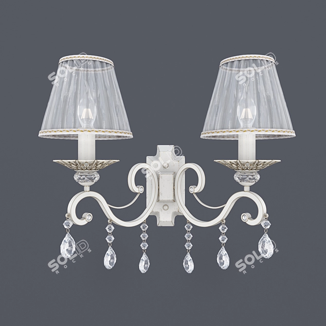 Elegant White Metal 3-Arm Sconce 3D model image 2