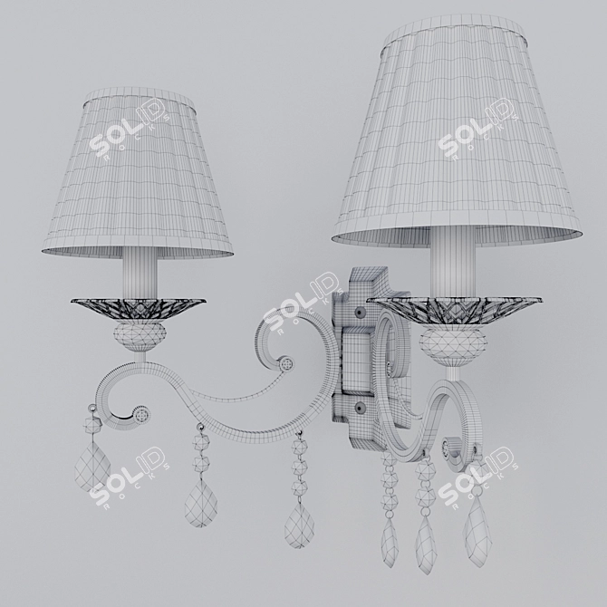 Elegant White Metal 3-Arm Sconce 3D model image 3