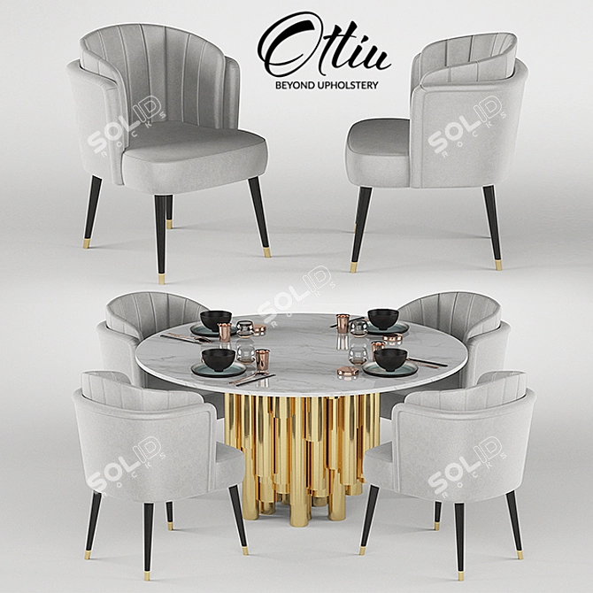 Anita Velvet Dining Chair: Mid-Century Elegance 3D model image 1