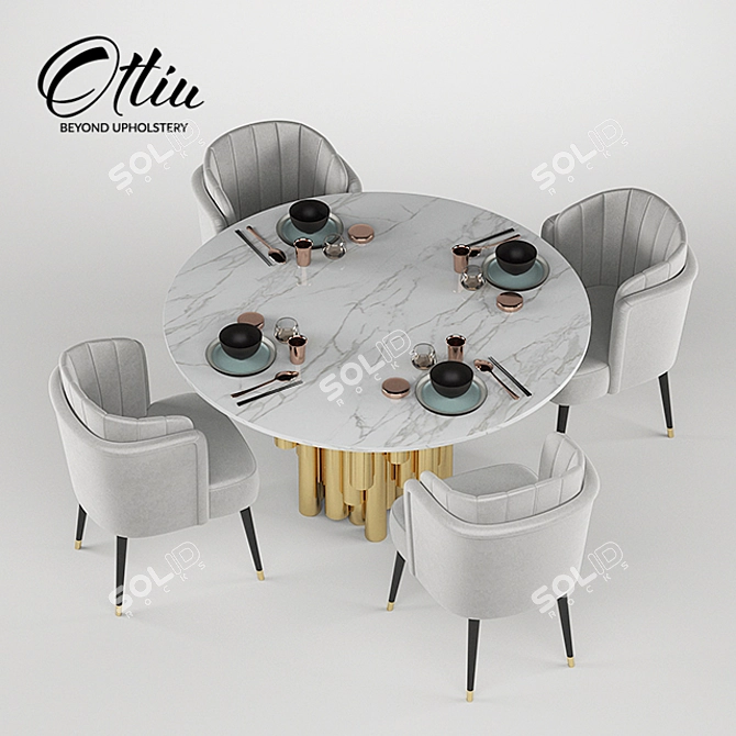 Anita Velvet Dining Chair: Mid-Century Elegance 3D model image 2