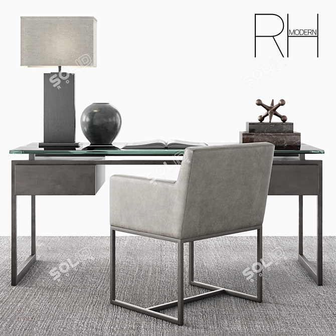 Elegant RH Latour Desk Set 3D model image 1