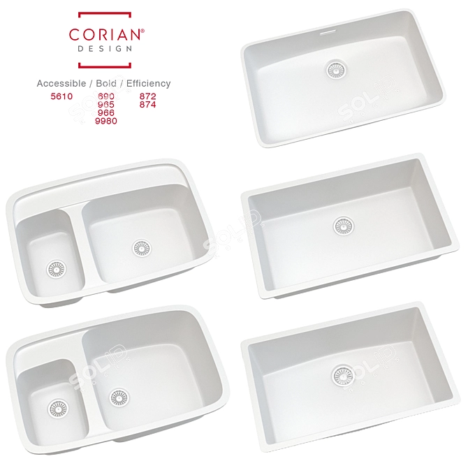 Dupont Corian Kitchen Sink Collection 3D model image 1