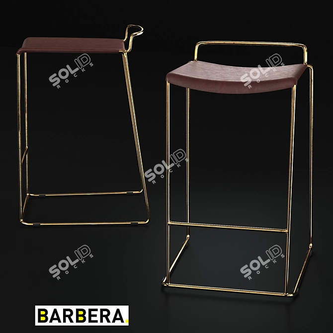 Sleek Uccio Stool: Brass, White, Black 3D model image 1