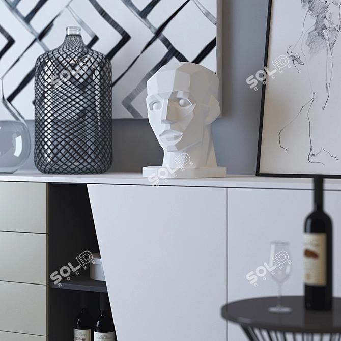 Modern Diagonal Sideboard: Stylish and Functional 3D model image 2