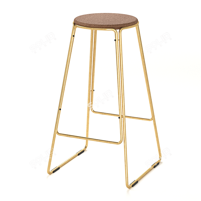 Sleek Smed Stool: Brass, Black, Mint & White 3D model image 1