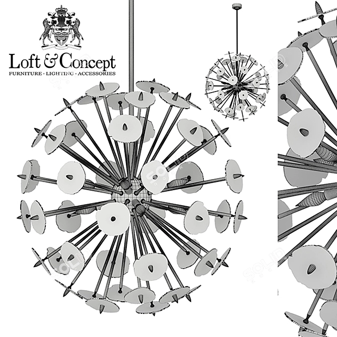 Amber Burst Agate Chandelier 3D model image 3