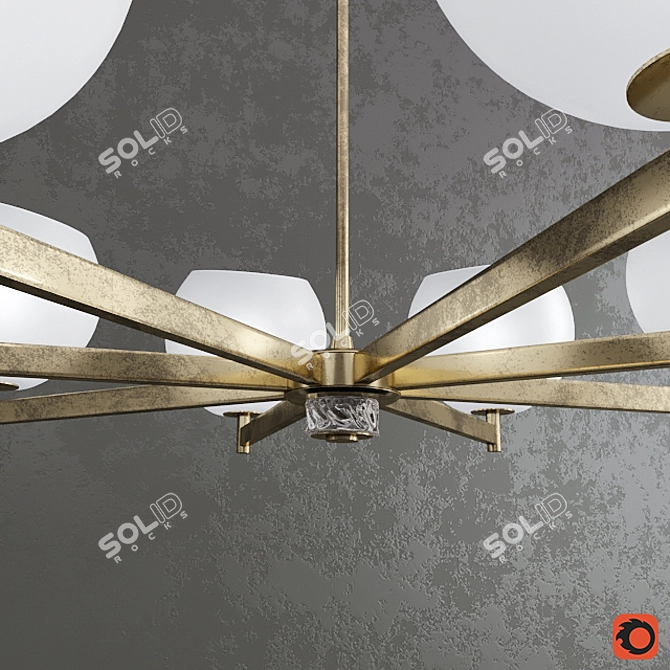 Elegant Brass Globe Chandelier 3D model image 2