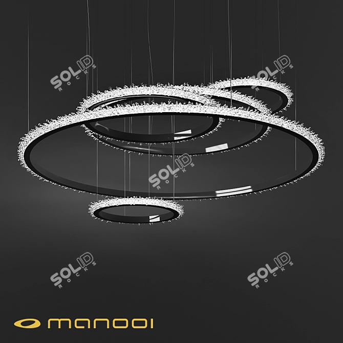 Elegant Halo Crystal Chandeliers 3D model image 1