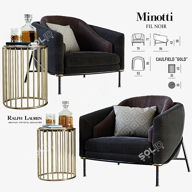 Elegant Minotti Fil Noir 3D model image 1