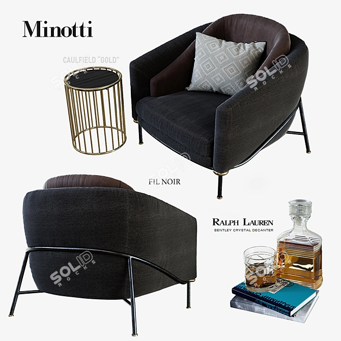 Elegant Minotti Fil Noir 3D model image 2