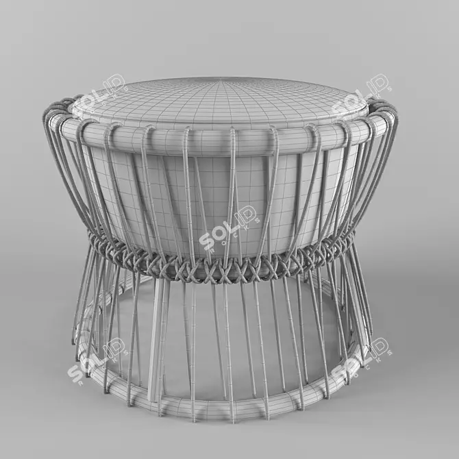 Rattan Garden Pouf 3D model image 3