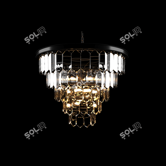 Amber American Style Chandelier Pendant 3D model image 1