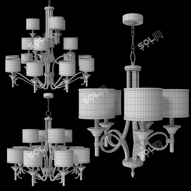 Elegant Lacey Collection Chandeliers 3D model image 2