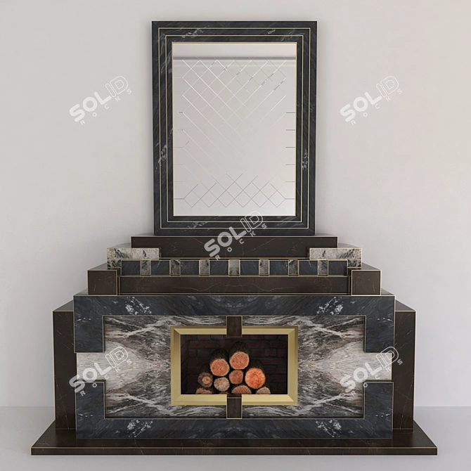 Fior Di Pesco Marble Fireplace 3D model image 1