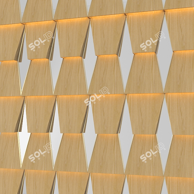 Elegant Reflection: 3D Wood Panel 3D model image 2