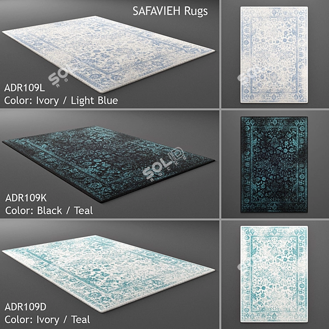 Contemporary Wool Rugs Set 3D model image 1