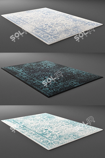 Contemporary Wool Rugs Set 3D model image 2