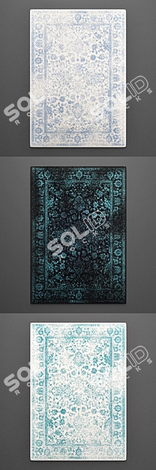 Contemporary Wool Rugs Set 3D model image 3