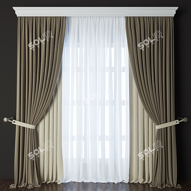 Elegant Curtain Set 3D model image 1