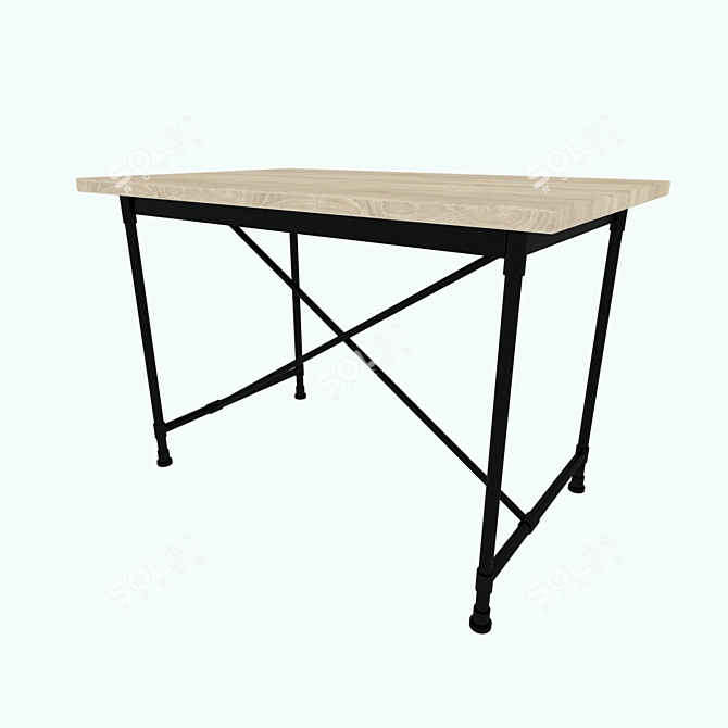 Rustic Pine Writing Desk 3D model image 2