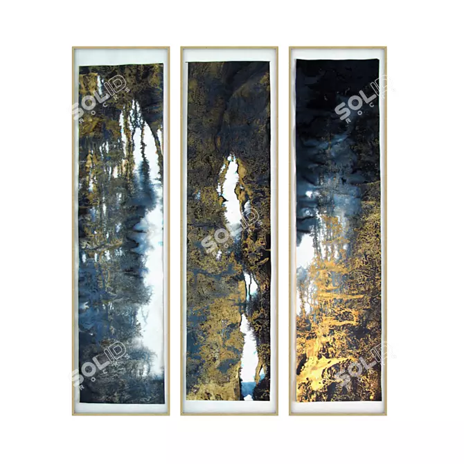 Golden Abstract Art Set 3D model image 1