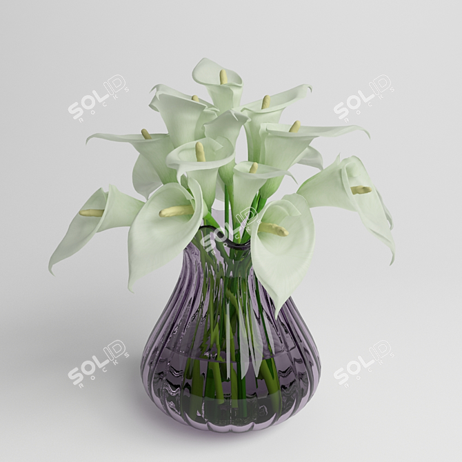 Elegant Calla Lily Bouquet 3D model image 1