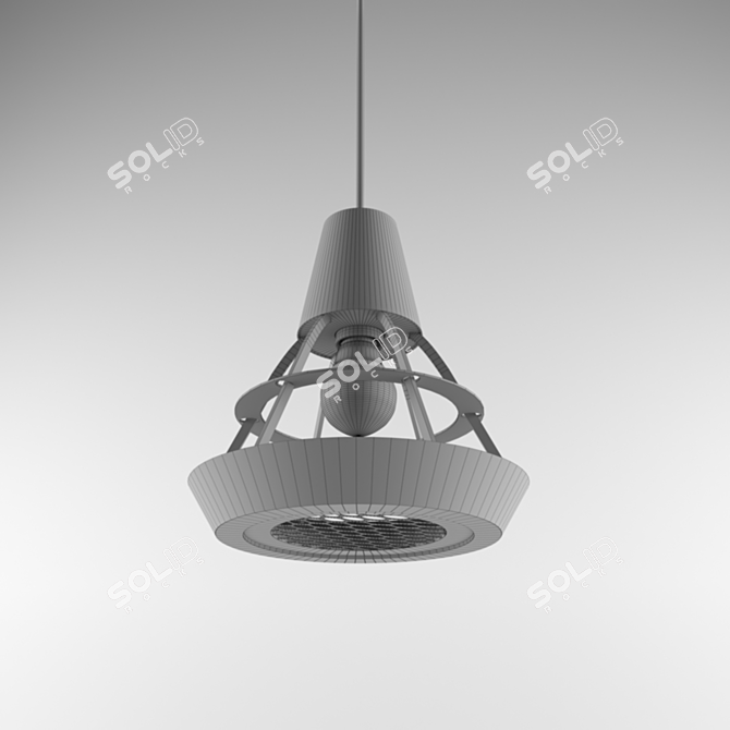 Woodfret Pendant: Industrial Loft Style Light 3D model image 3
