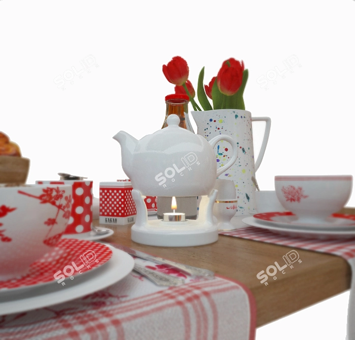 Serving Set: Textured, File Max 21MB 3D model image 3