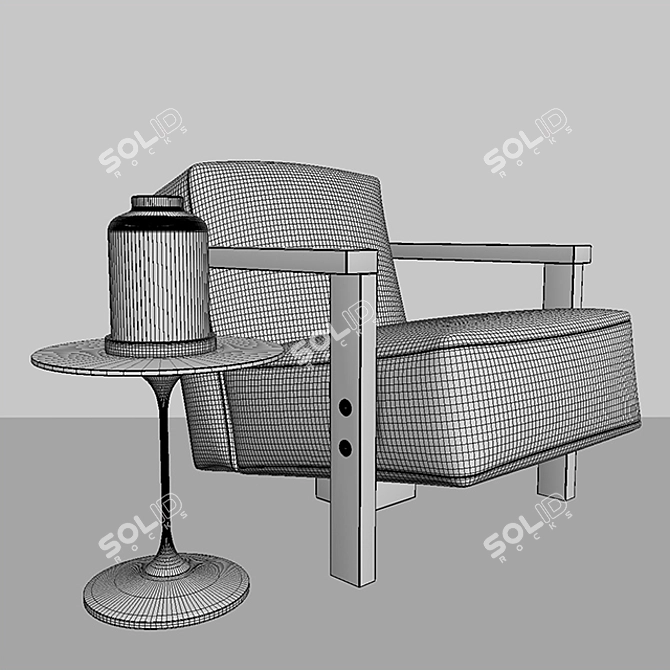 Riva1920 Berbena Chair & Tarassaco Table Set 3D model image 3