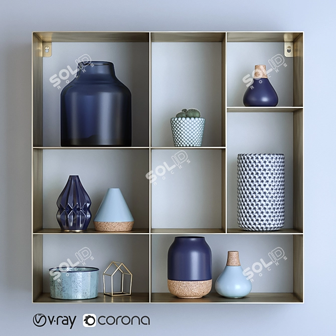 Scandinavian Blue Decor Set 3D model image 1