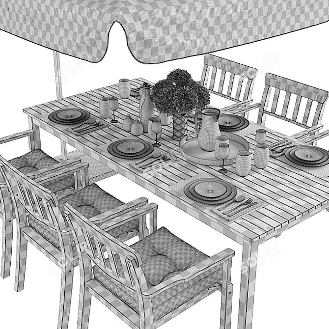  Angso Outdoor Dining Set 3D model image 3