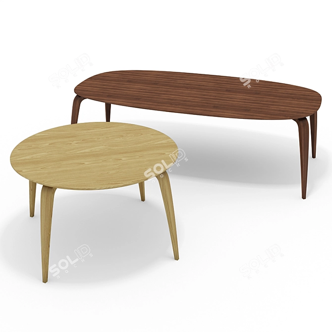 Sleek GUBI Round & Ellipse Dining Table 3D model image 1