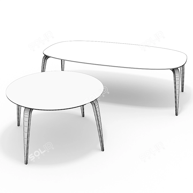 Sleek GUBI Round & Ellipse Dining Table 3D model image 3