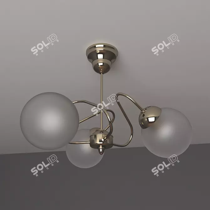 Modern 3-Lamp Chandelier 3D model image 2