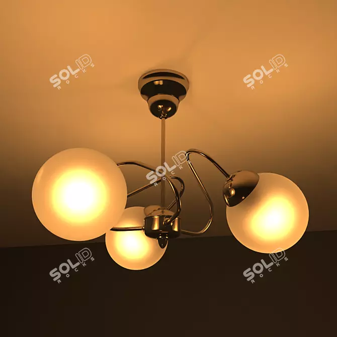 Modern 3-Lamp Chandelier 3D model image 3