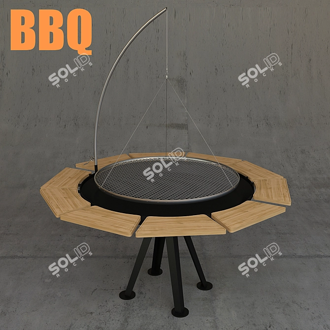 Outdoor BBQ Grill: Versatile and Professional 3D model image 1