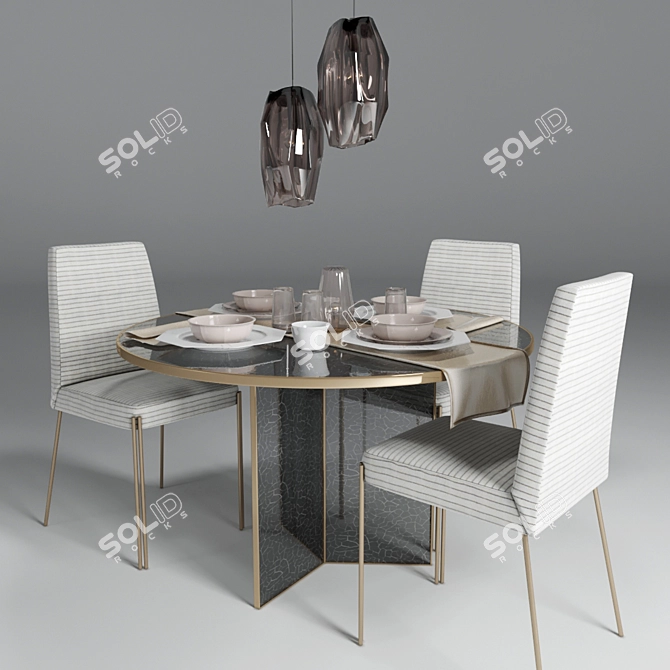 Elegance Defined: Kelly Wearstler Dining Set 3D model image 1