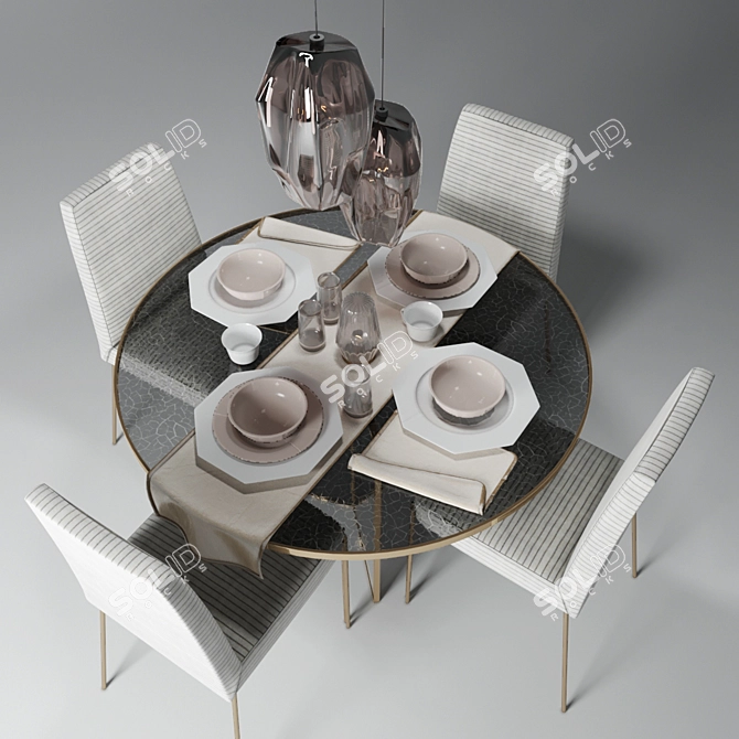 Elegance Defined: Kelly Wearstler Dining Set 3D model image 2