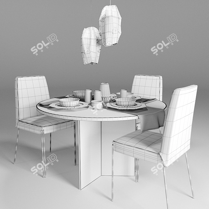 Elegance Defined: Kelly Wearstler Dining Set 3D model image 3