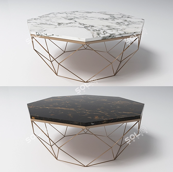 Elegant Marble Coffee Table Set 3D model image 1