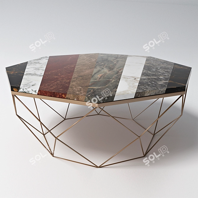 Elegant Marble Coffee Table Set 3D model image 2