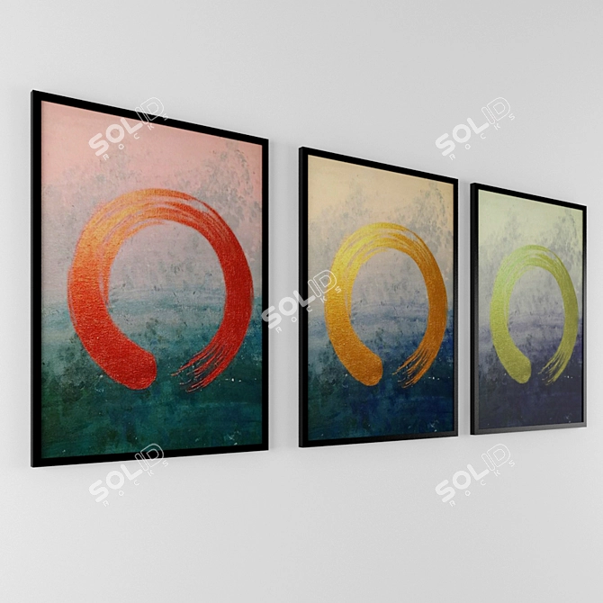 Circular Impressions: Abstract Art Collection 3D model image 1