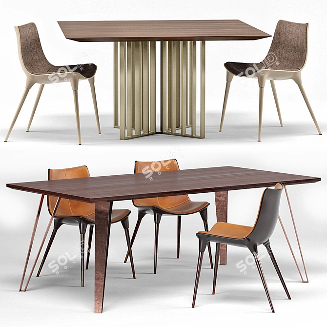 Elegant Langham Chair & Grand Tables 3D model image 1