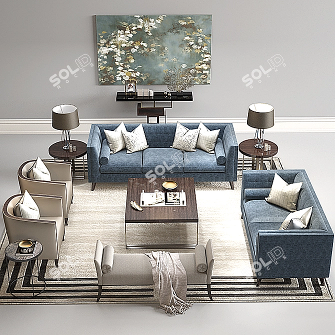 Luxury Coral Sculpture Accent Set 3D model image 2