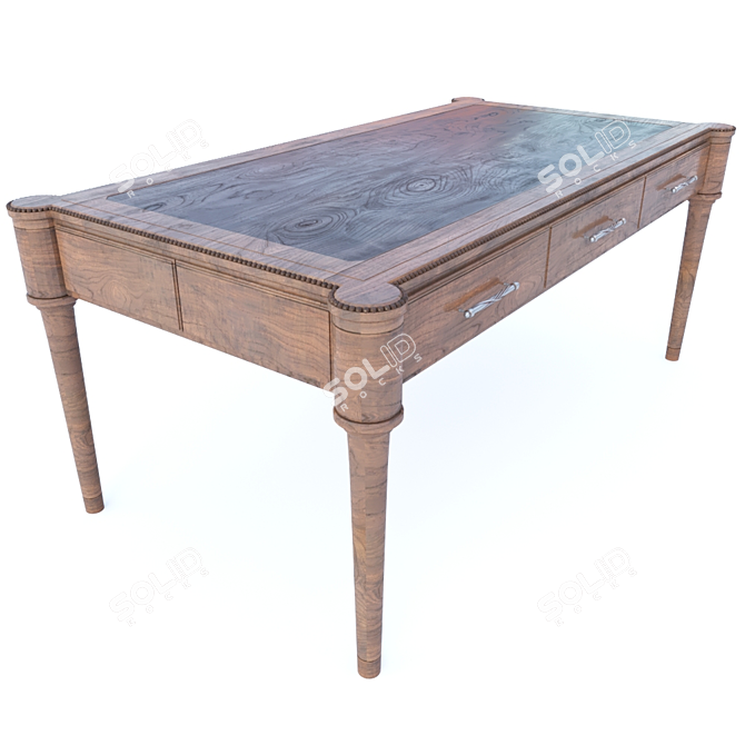 Vintage Wooden Table 3D model image 1