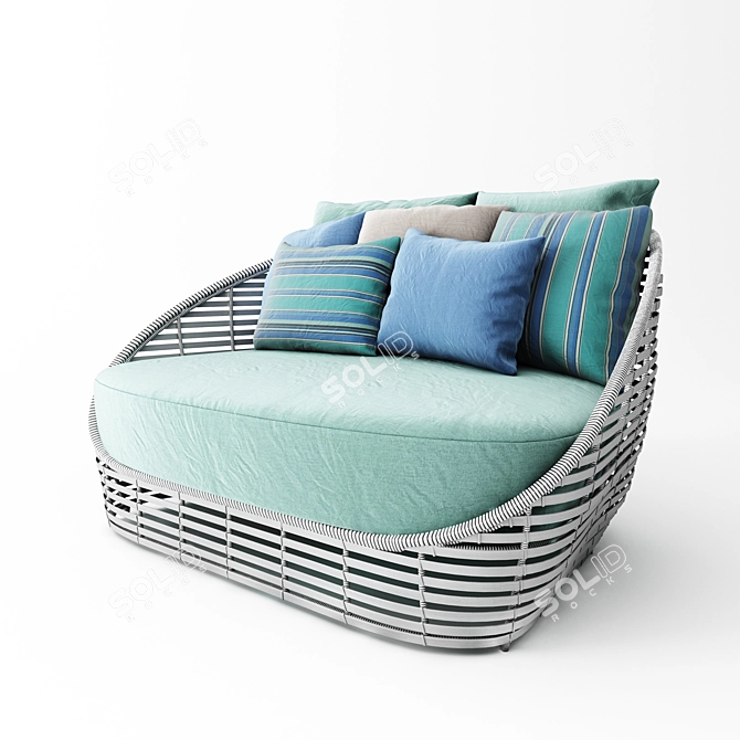Title: Soothing Oasis Loveseat for Outdoor Comfort 3D model image 1